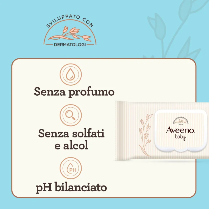 Aveeno Baby Salviettine per Bambini Daily Care Pelli Delicate e Sensibili,72pz