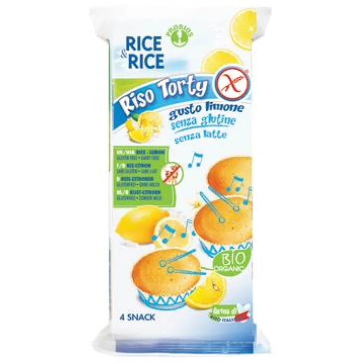 Rice&Rice Riso Torty al Limone Merendina Bio senza glutine e latte 4 x 45 g