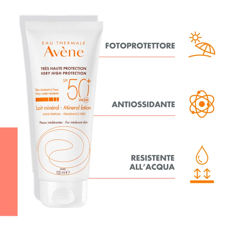 Avène Latte Solare Schermo Minerale Protezione Solare SPF 50+ 100 ml Avène Latte Solare Schermo Minerale Protezione Solare SPF 50+ 100 ml