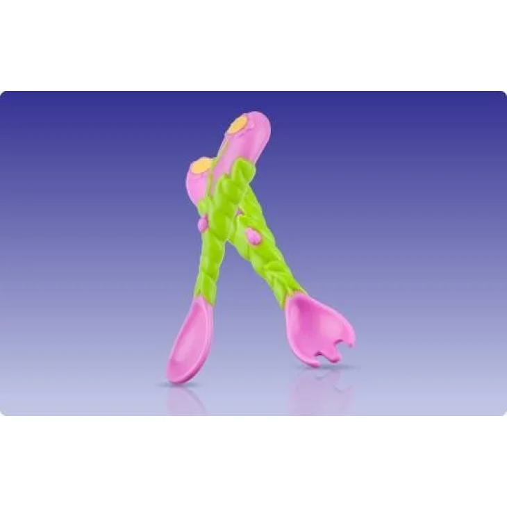 Nuby Flower Child Forchetta e cucchiaio antiscivolo 1 pezzo Nuby Flower Child Forchetta e cucchiaio antiscivolo 1 pezzo