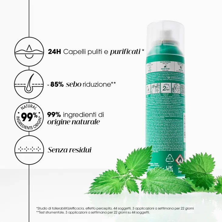 Klorane Shampoo Secco Purificante All'Estratto di Ortica e Vitamina E 150 ml