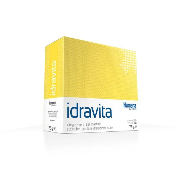 Humana Idravita Integratore di Sali Minerali e Zuccheri alla Banana 12 bustine x 6,25 g