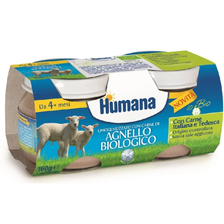 Humana Omogeneizzato Biologico Gusto Agnello 2 x 80 g
