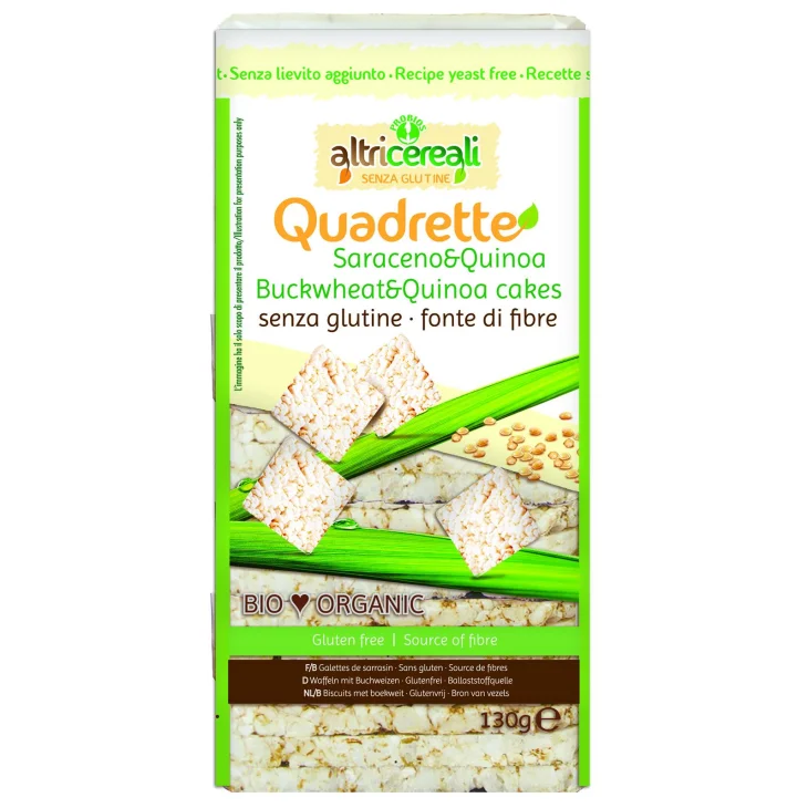 Probios Altri Cereali Quadrette Snack biologico con grano saraceno e quinoa 130 g