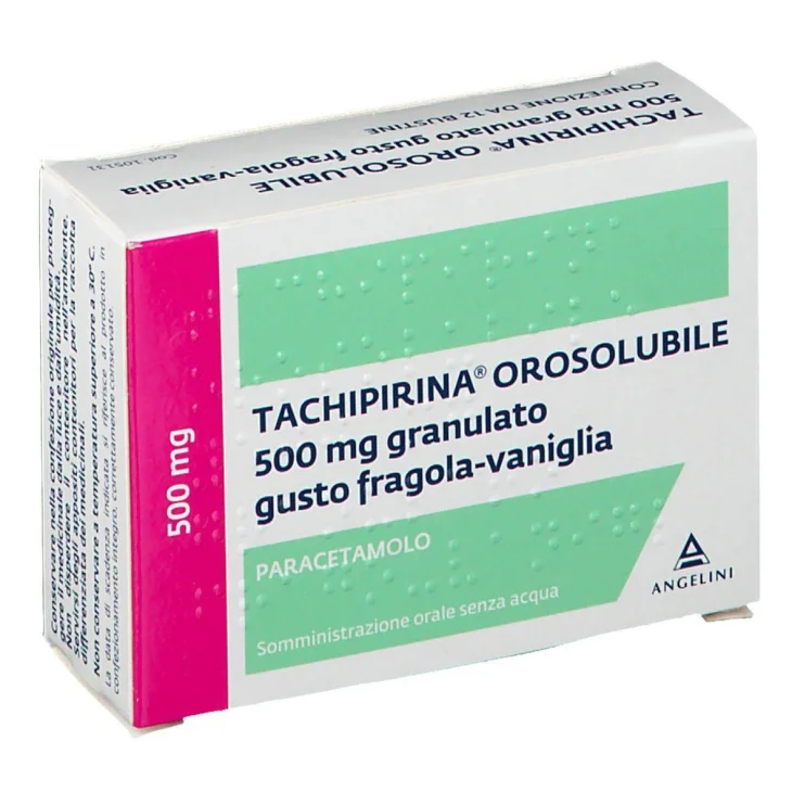 Tachipirina Orosolubile 500 mg 12 Bustine Gusto Fragola e Vaniglia Tachipirina Orosolubile 500 mg 12 Bustine Gusto Fragola e Vaniglia