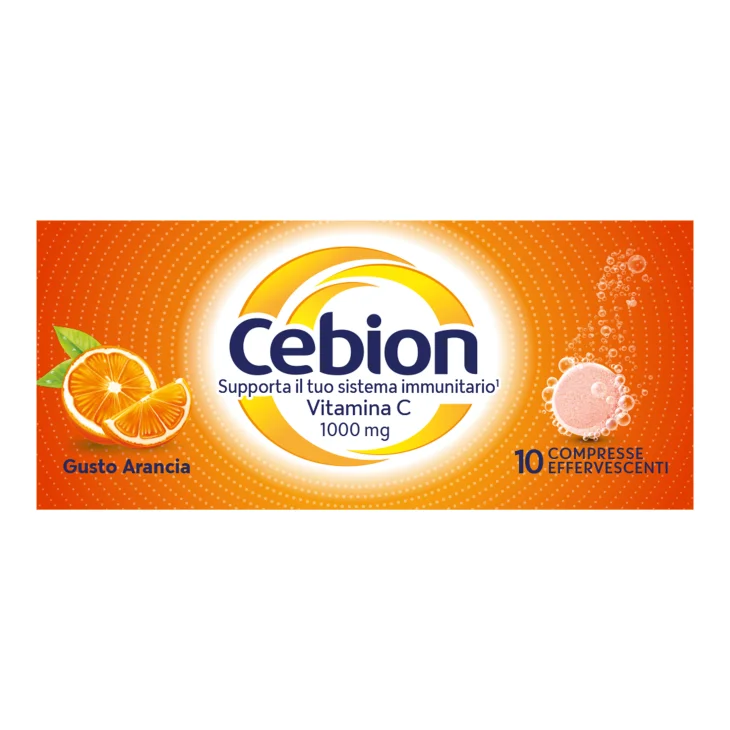 Cebion 1 g - 10 Compresse Effervescenti Integratore di Vitamina C Gusto Arancia