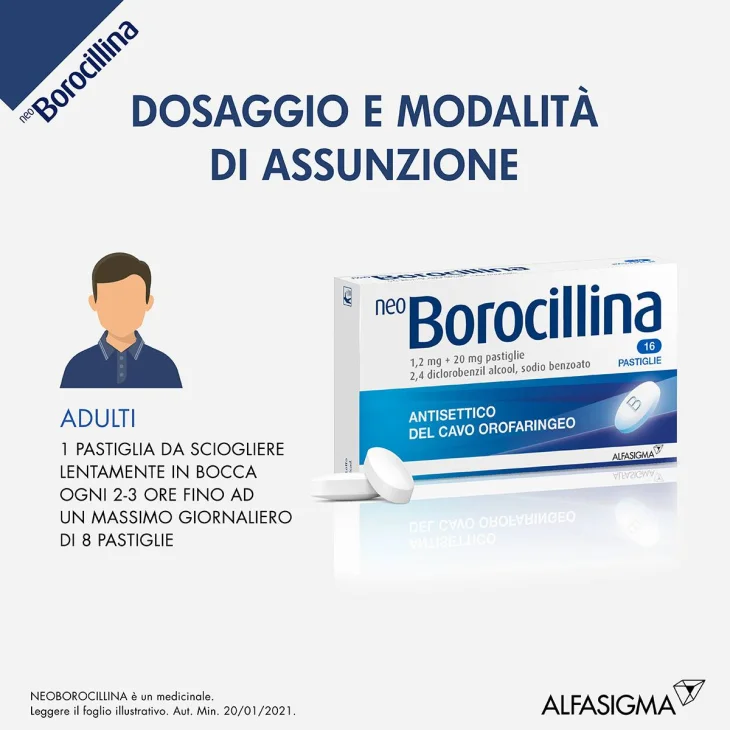 Neoborocillina 1,2 mg/20 mg -  16 pastiglie