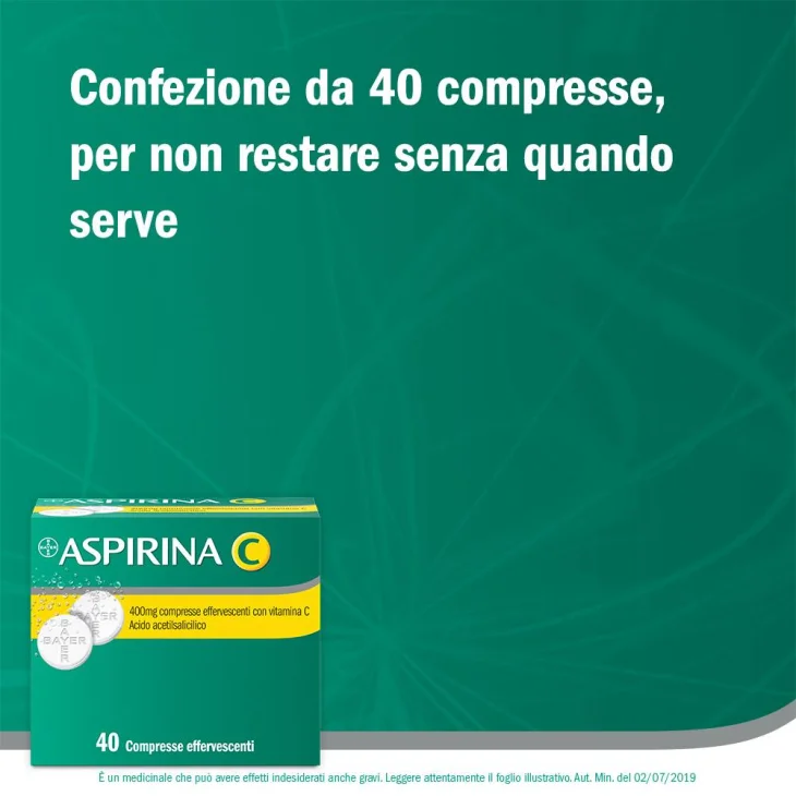 Aspirina C 400 mg + 240 mg - 40 compresse effervescenti