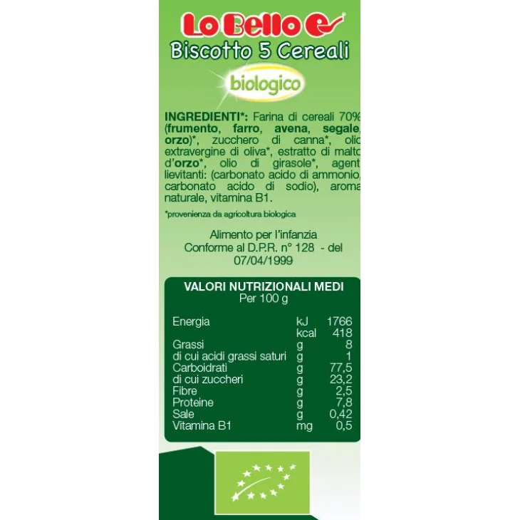 Fosfovit Biscotto 5 Cereali Snack biologico senza olio di palma latte e uovo 200 g