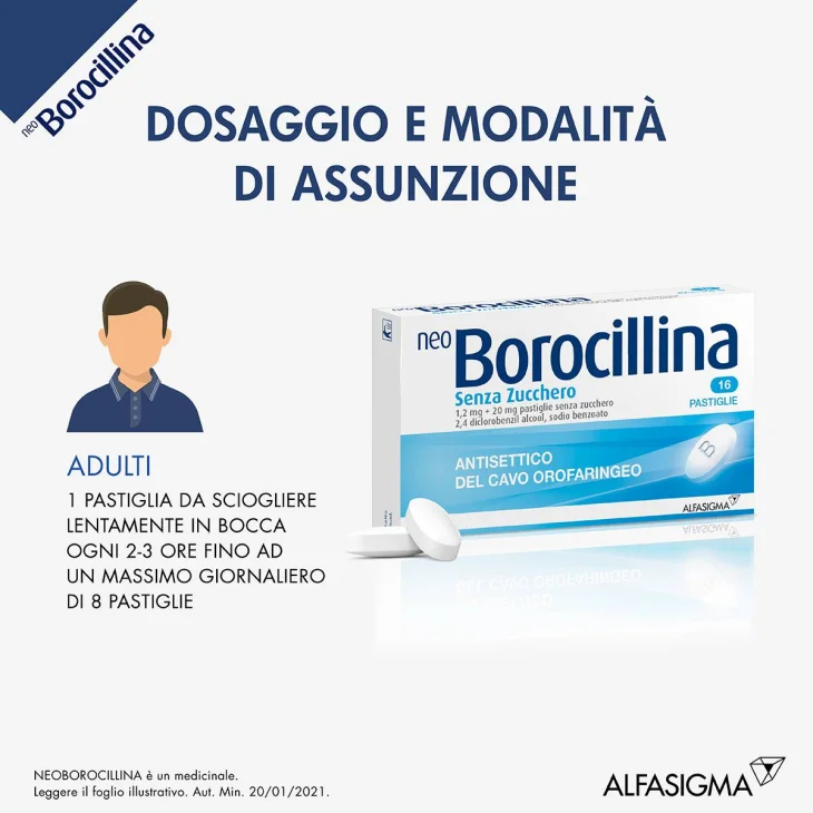 Neoborocillina Classica Senza Zucchero - 16 pastiglie