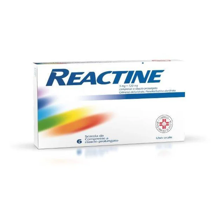 Reactine Antistaminico 6 Compresse 5 mg + 120 mg Reactine Antistaminico 6 Compresse 5 mg + 120 mg