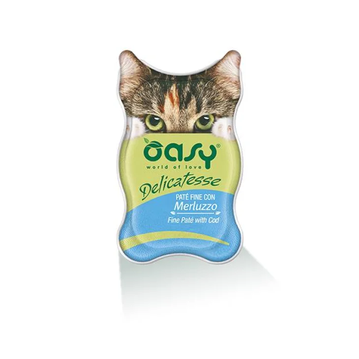 Oasy Delicatesse Pat&egrave; per Gatti gusto merluzzo 85 g