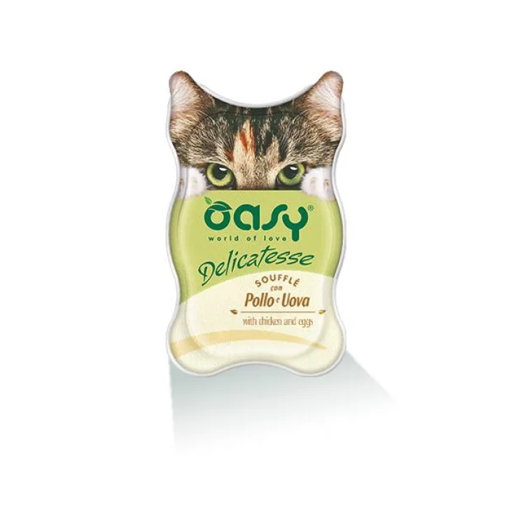 Oasy Delicatesse Souffl&egrave; con pollo e uova per gatti 85 g