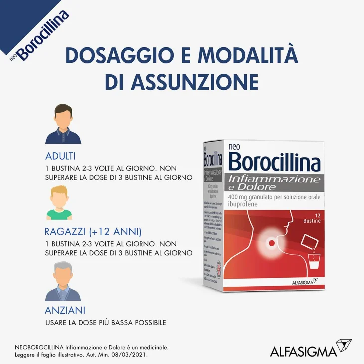 Neoborocillina Infiammazione e Dolore Bustine per Mal di Gola Neoborocillina Infiammazione e Dolore Bustine per Mal di Gola