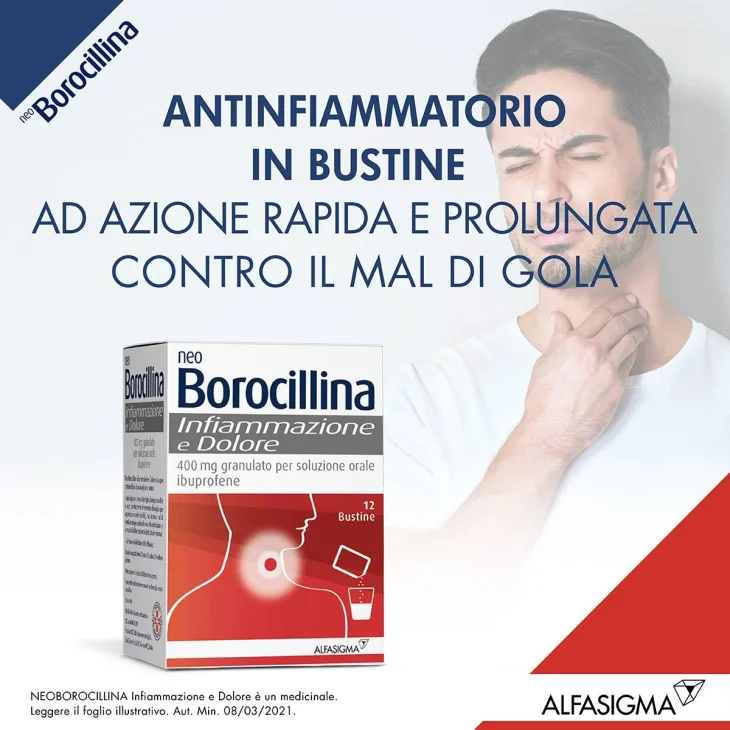 Neoborocillina Infiammazione e Dolore Bustine per Mal di Gola Neoborocillina Infiammazione e Dolore Bustine per Mal di Gola