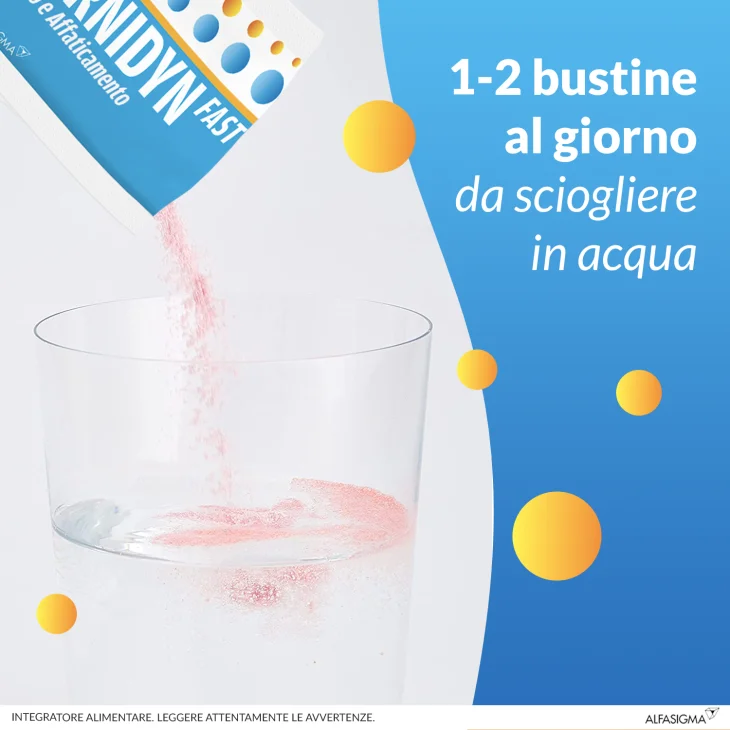 Carnidyn Fast Integratore di Magnesio e Potassio per la Stanchezza Fisica 20 bustine