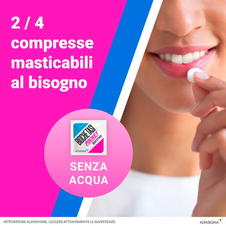 Biochetasi Pocket Compresse Masticabili Integratore per la Digestione Biochetasi Pocket Compresse Masticabili Integratore per la Digestione