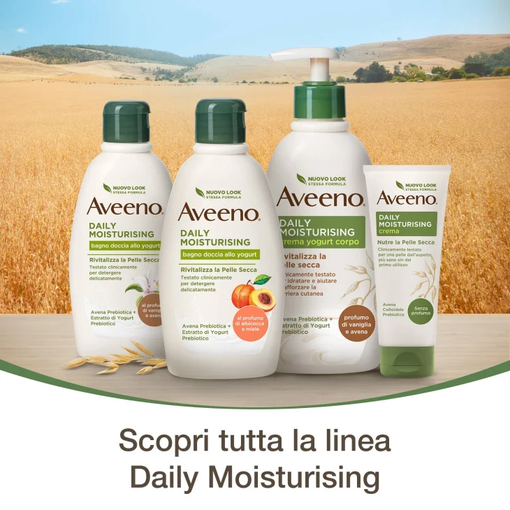 Aveeno Bagno Doccia allo Yogurt Dalily Moisturising Profumo di Miele e Albicocca Senza Sapone 300ml