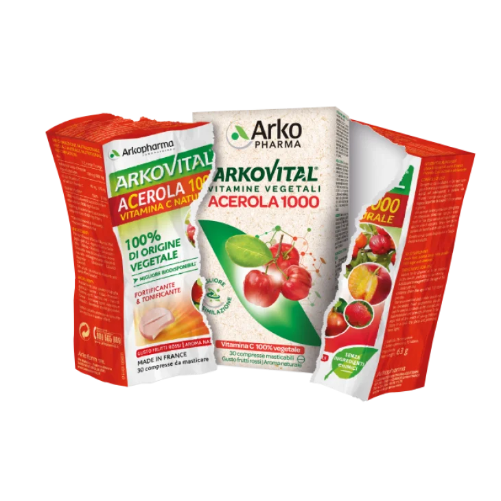 Arkopharma ACerola 1000 Integratore di Vitamina C 30 compresse