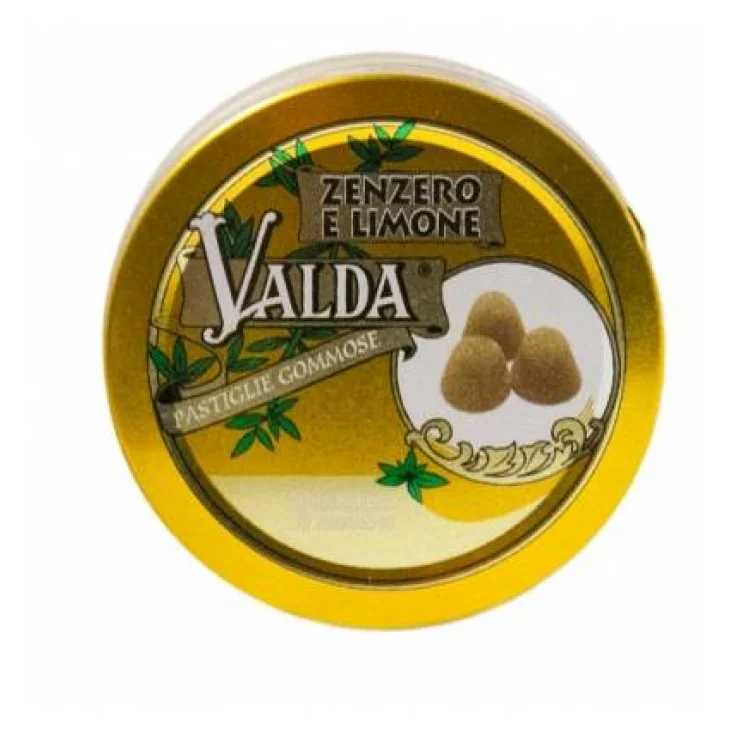 Valda Zenzero e Limone Pastiglie Gommose con Granelli di Zucchero Valda Zenzero e Limone Pastiglie Gommose con Granelli di Zucchero
