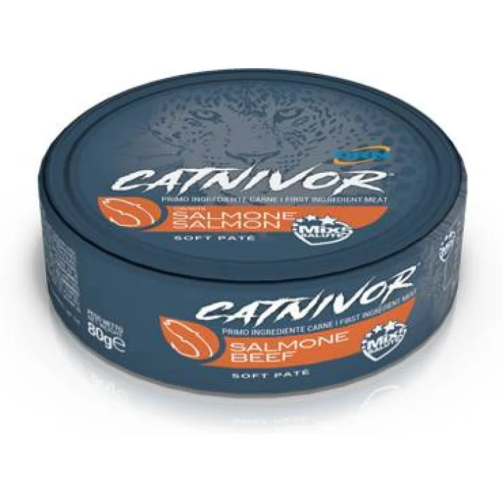 Drn Catnivor Soft Pat&egrave; Cibo per gatti adulti al salmone 80 g
