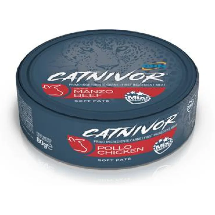 Drn Catnivor Soft Pat&egrave; Cibo per gatti adulti al manzo 80 g