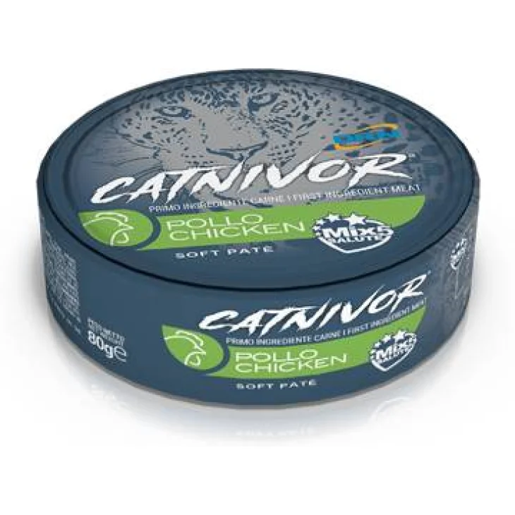 Drn Catnivor Soft Pat&egrave; Cibo per gatti adulti al pollo 80 g