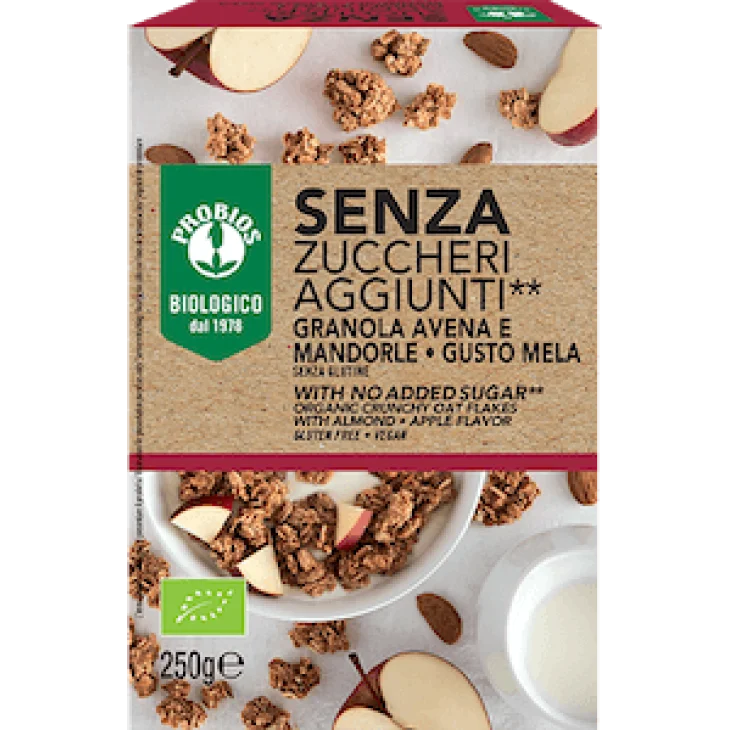 Probios Granola Avena e Mandorla Gusto Mela Senza Glutine e Zuccheri 250 g