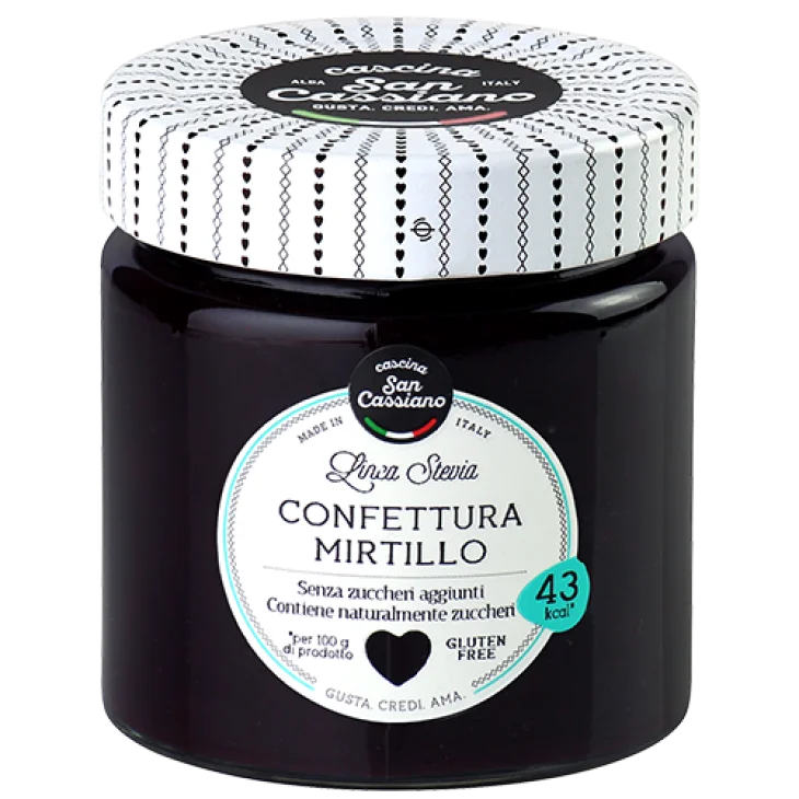 Cascina San Cassiano Confettura di Mirtilli con Stevia Senza Glutine 200 g Cascina San Cassiano Confettura di Mirtilli con Stevia Senza Glutine 200 g