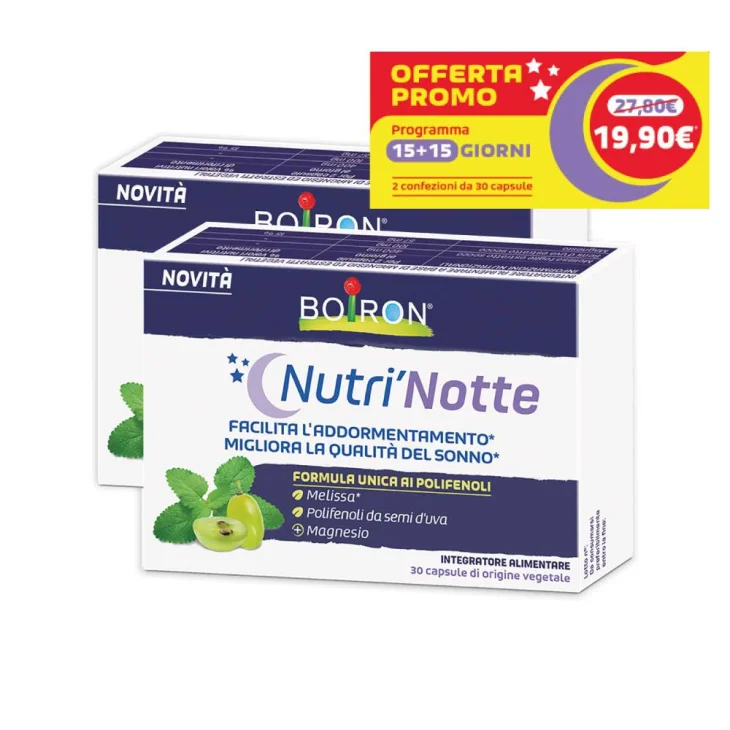 Boiron Nutrì Notte Integratore per Favorire il Riposo Notturno Bipack Promo 2 confezioni da 30 capsule Boiron Nutrì Notte Integratore per Favorire il Riposo Notturno Bipack Promo 2 confezioni da 30 capsule