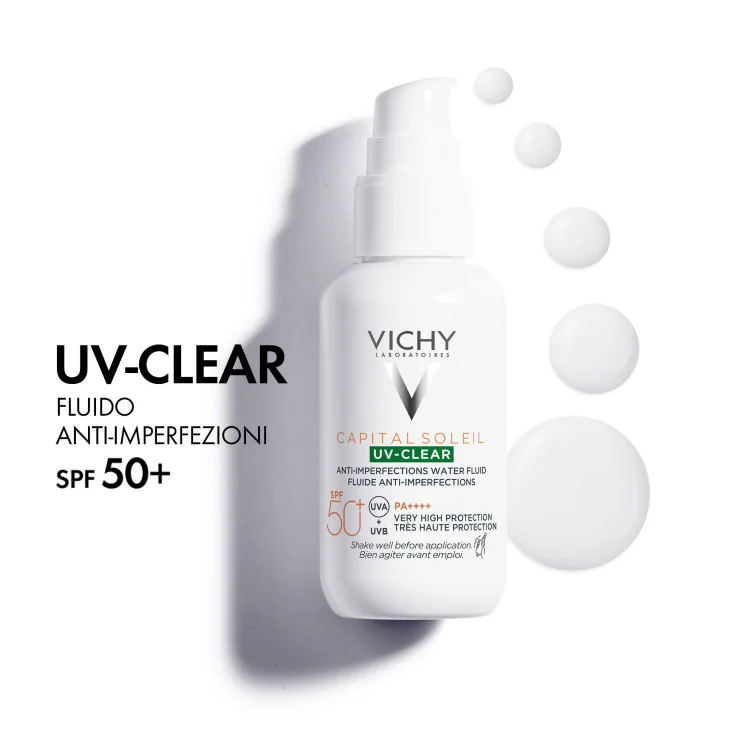 Vichy Capital Soleil UV Clear SPF50+ Fluido Antimperfezioni Viso 40 ml Vichy Capital Soleil UV Clear SPF50+ Fluido Antimperfezioni Viso 40 ml