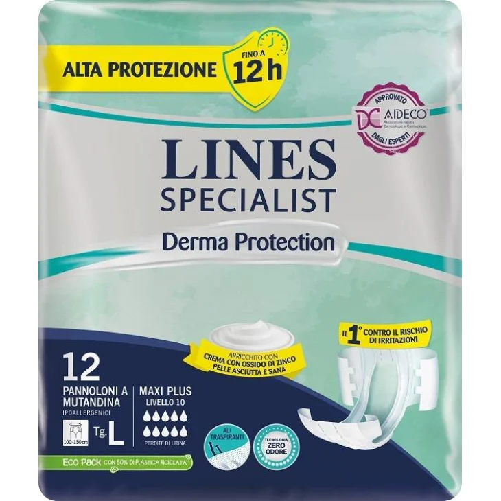 Lines Specialist Derm AP Pannolone a Mutandina per Incontinenza Misura L 12 pezzi Lines Specialist Derm AP Pannolone a Mutandina per Incontinenza Misura L 12 pezzi