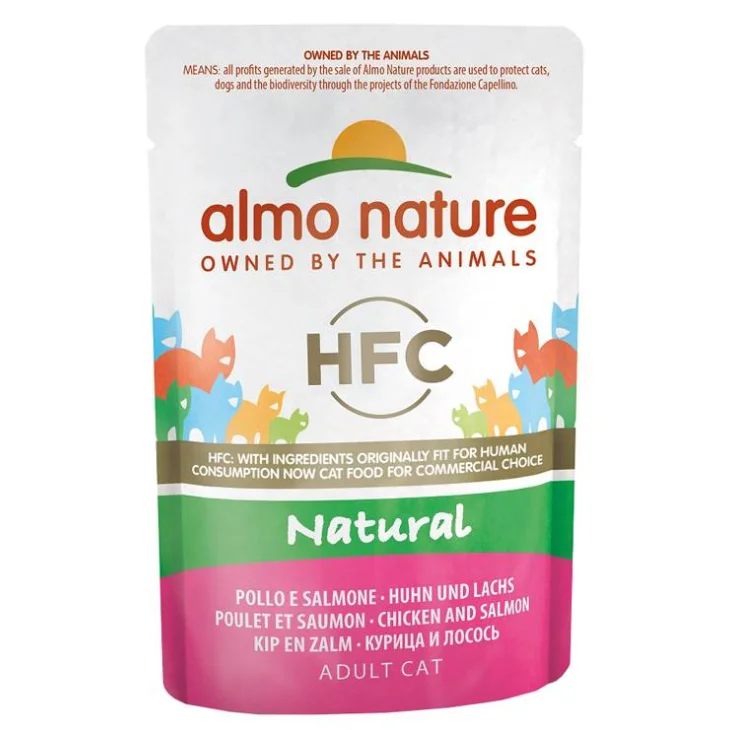 Almo Nature Natural HFC Cibo Umido per Gatti Gusto Pollo e Salmone 55 g