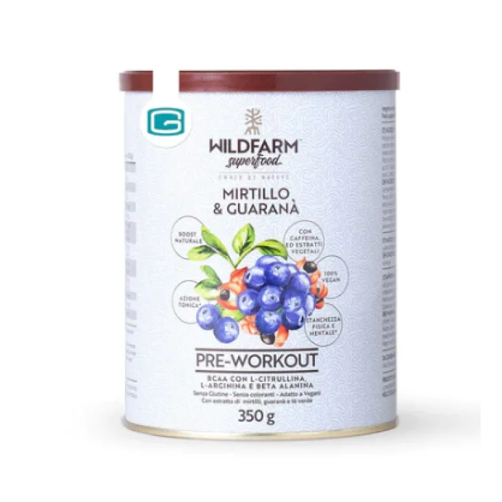 Wildfarm Superfood Pre Workout BCAA Vegetali Mirtillo&Guaran&agrave; 350 gr