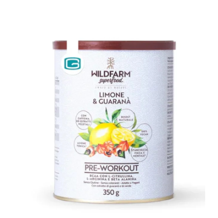 Wildfarm Superfood Pre Workout BCAA Vegetali Limone&Guaranà 350 gr Wildfarm Superfood Pre Workout BCAA Vegetali Limone&Guaranà 350 gr