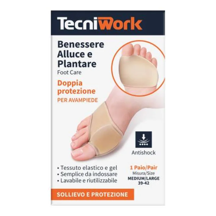 Tecniwork Benessere Alluce e Plantare Cuscinetto Doppia Protezione Misura M Tecniwork Benessere Alluce e Plantare Cuscinetto Doppia Protezione Misura M