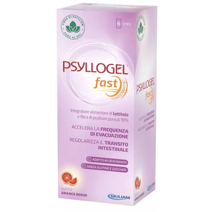 Nathura Psyllogel Fast Integratore per il Transito Intestinale Gusto Arance Rosse 10 stick