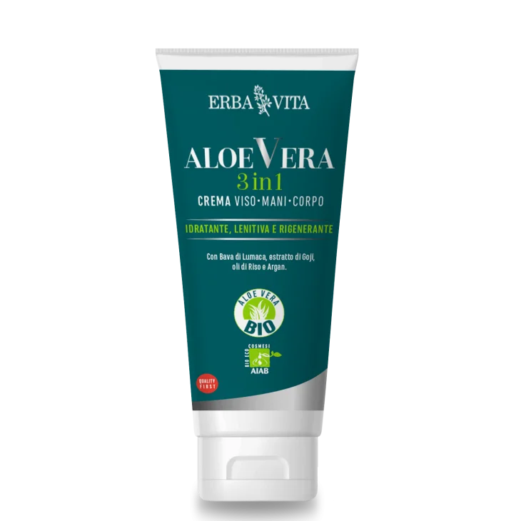 Erba Vita Aloe Vera Crema 3 in 1 Bio per Viso Mani e Corpo 200 ml