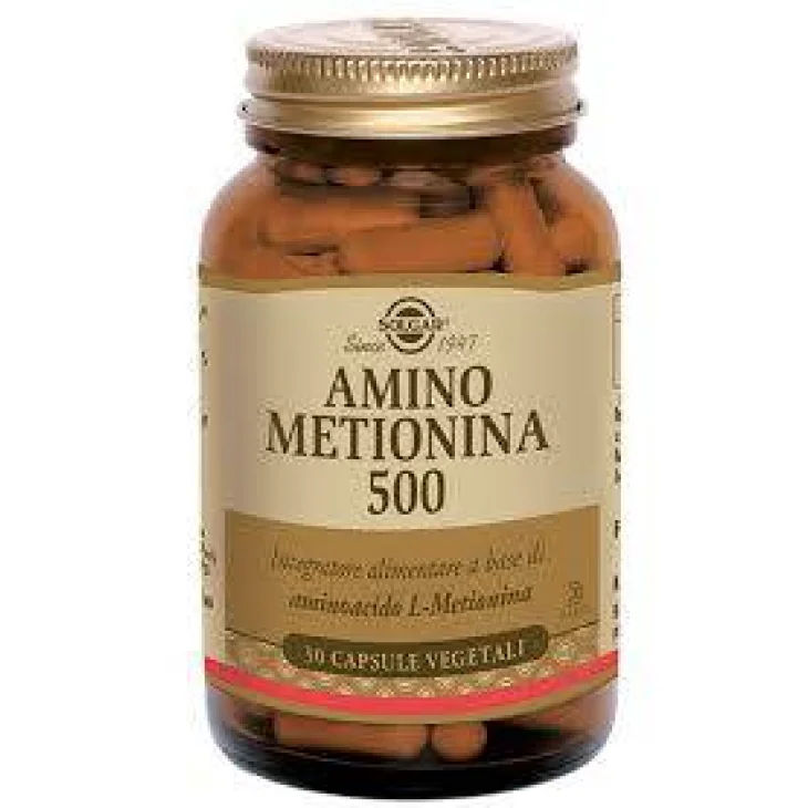 Solgar Amino Metionina 500 Integratore per la sintesi delle Metionina 30 Capsule Vegetali