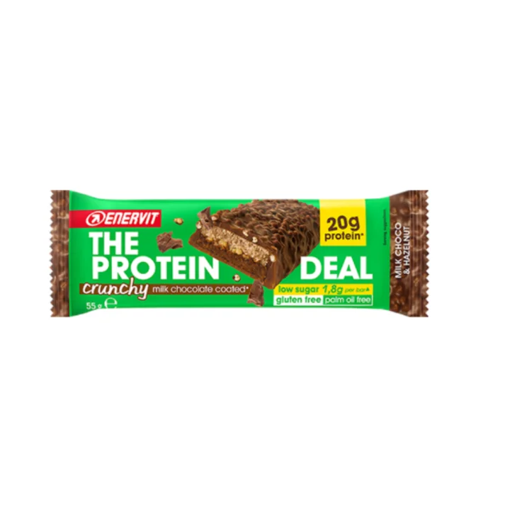 Enervit Protein Deal Bar Crunchy Milk Choco & Hazelnut Barretta Proteica 55 g Enervit Protein Deal Bar Crunchy Milk Choco & Hazelnut Barretta Proteica 55 g