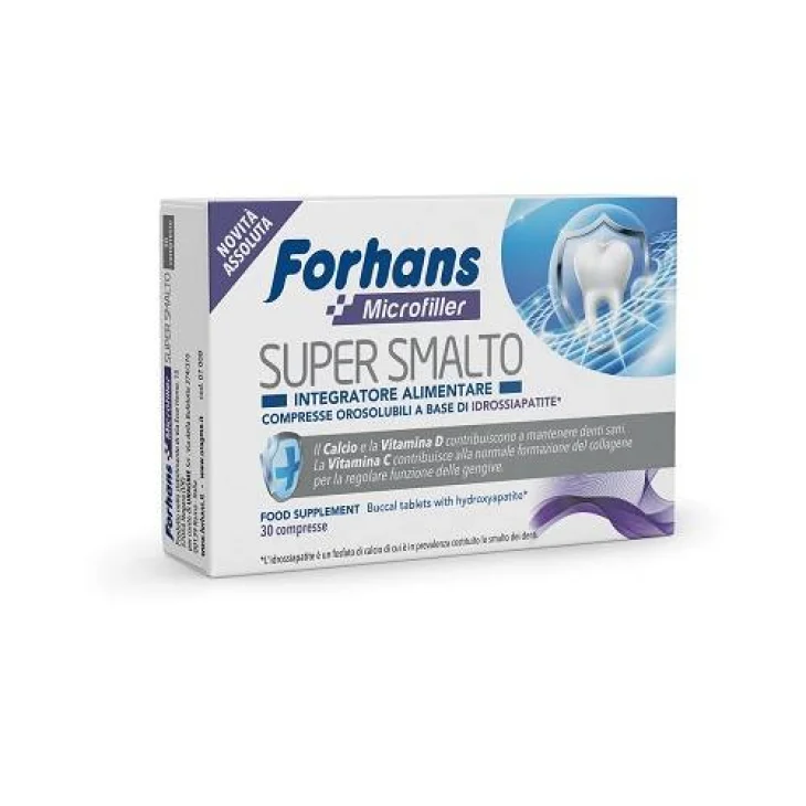 Forhans Microfiller Super Smalto Integratore per il Benessere dei Denti 30 compresse orosolubili Forhans Microfiller Super Smalto Integratore per il Benessere dei Denti 30 compresse orosolubili