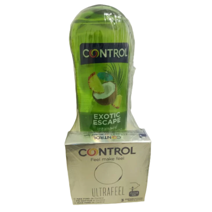 Control Kit Exotic Escape Gel lubricante 200 ml + 2 preservativi Ultrafeel