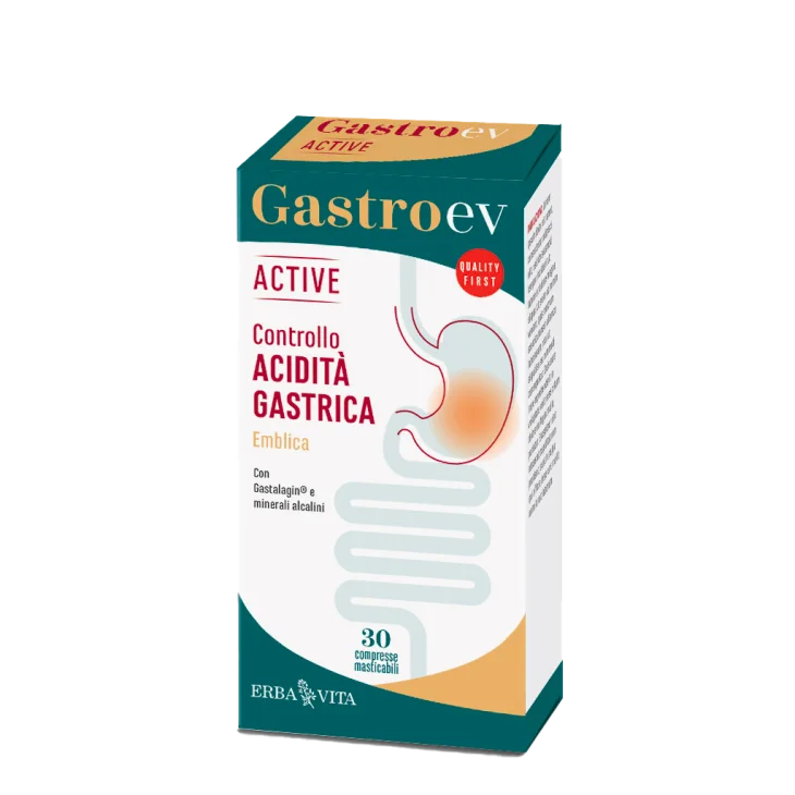 Erba Vita Gastro Ev Active Integratore Contro l'Acidit&agrave; Gastrica 30 compresse