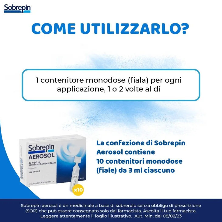 Sobrepin Aerosol soluzione da nebulizzare 10 flaconcini da 3 ml Sobrepin Aerosol soluzione da nebulizzare 10 flaconcini da 3 ml