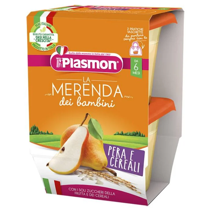 Plasmon La Merenda dei Bambini Pera e Cereali 2 x 120 grammi Plasmon La Merenda dei Bambini Pera e Cereali 2 x 120 grammi