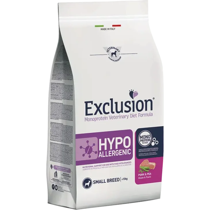 Exclusion Monoprotein Veterinary Diet Formula Hypoallergenic Pork and Pea Alimento secco per cani 2 kg Exclusion Monoprotein Veterinary Diet Formula Hypoallergenic Pork and Pea Alimento secco per cani 2 kg