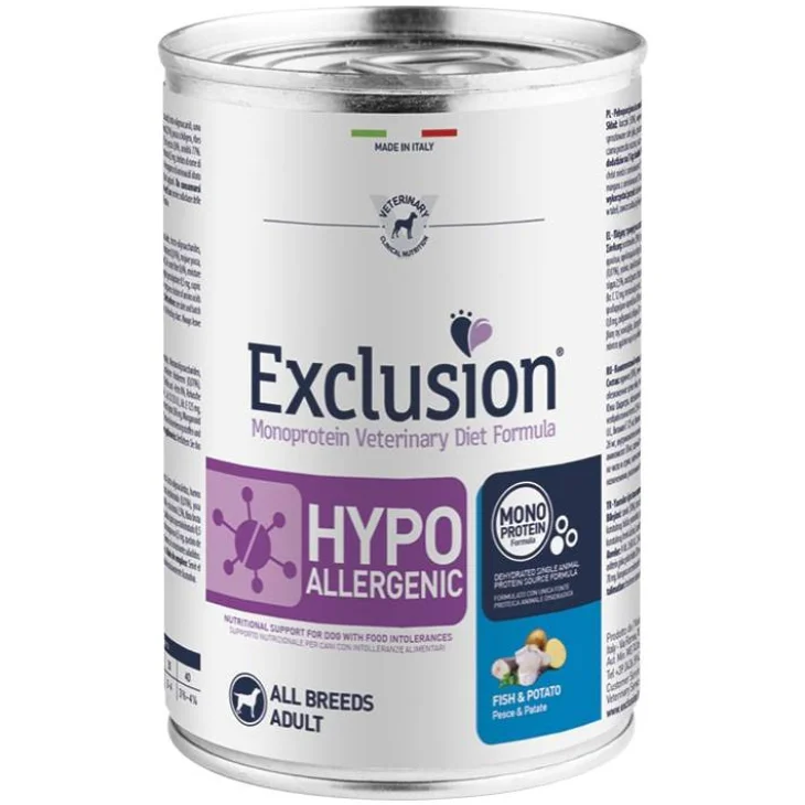 Exclusion Monoprotein Veterinary Diet Formula Hypoallergenic Fish And Potato All Breeds 400 G