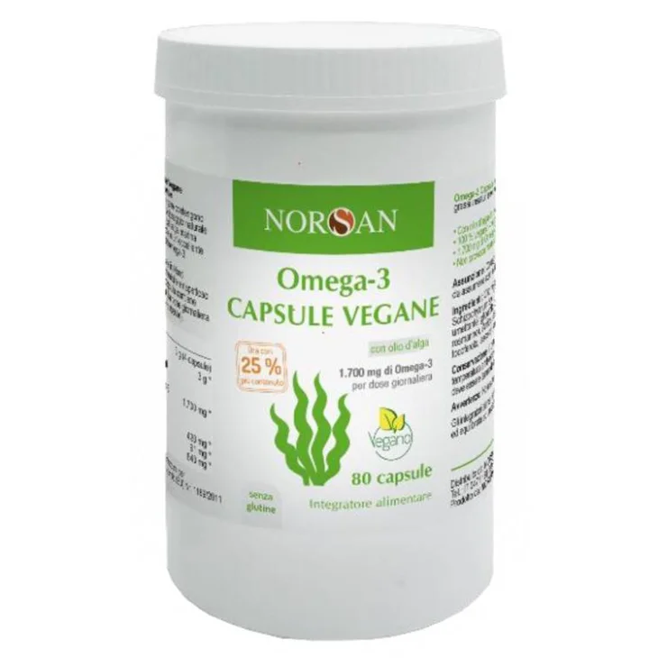 Norsan Omega 3 Integratore di Omega 3 vegano 80 capsule Norsan Omega 3 Integratore di Omega 3 vegano 80 capsule