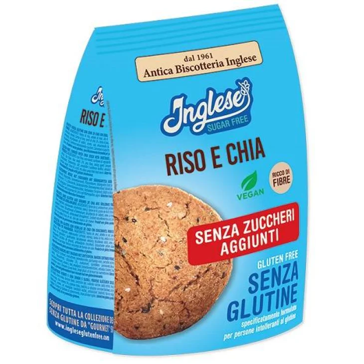 Inglese Riso e Chia Biscotti senza glutine e senza zuccheri aggiunti 200 g Inglese Riso e Chia Biscotti senza glutine e senza zuccheri aggiunti 200 g