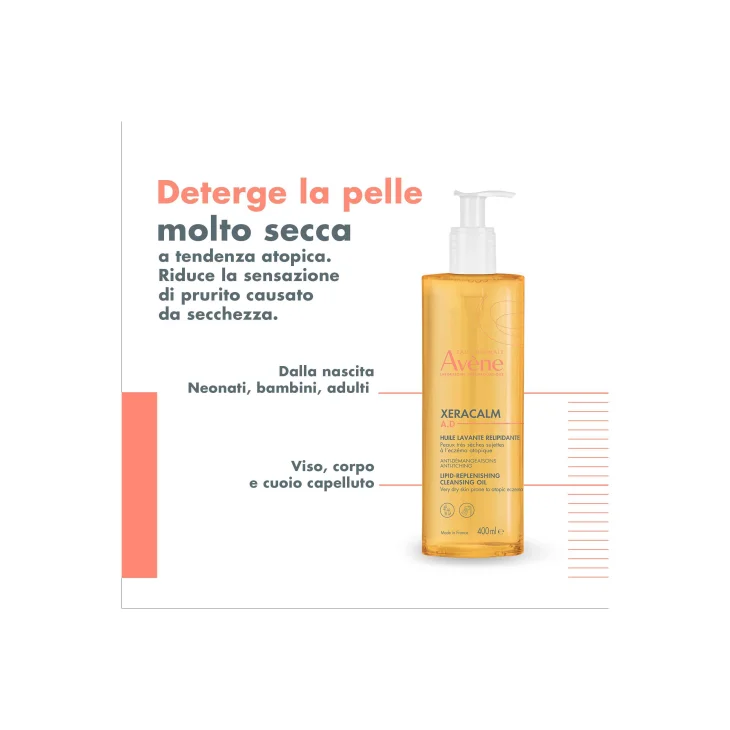 Av&egrave;ne XeraCalm A.D. Olio detergente liporestitutivo per viso e corpo 400 ml